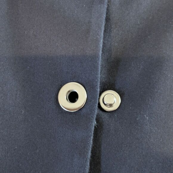 Jones New York Signature Navy Blue Blazer Size L Silver Snap Button Career - Picture 3 of 12